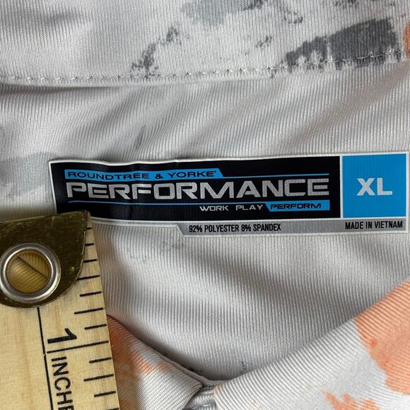 Roundtree & Yorke Performance Polo Shirt Men's XL White Short Sleeve Floral - Picture 5 of 8